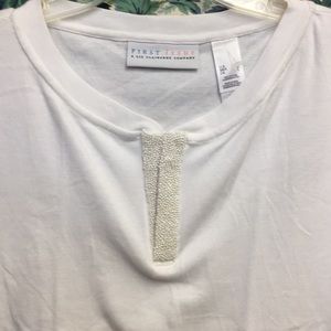 LC First Issue White Caviar Beaded Tee Size L